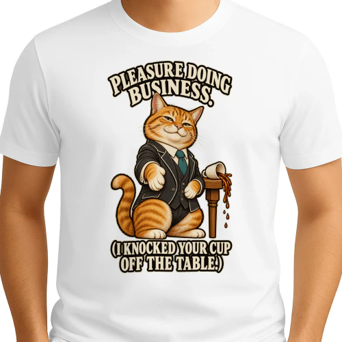Pleasure Doing Business Cat T-Shirt | Funny Cat Graphic | 16BLKS Apparel