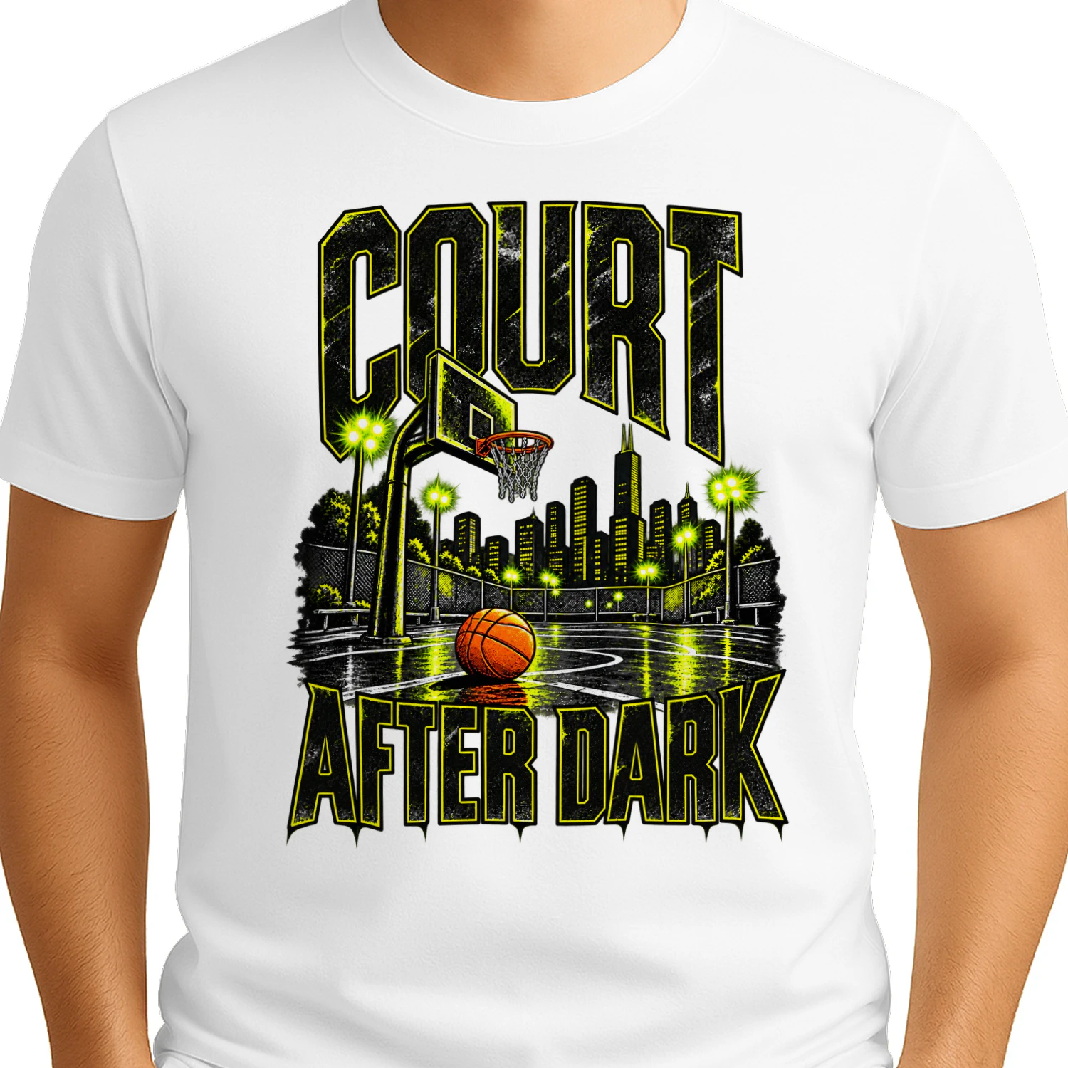 Court After Dark Basketball Graphic T-Shirt | Urban Streetwear Tee