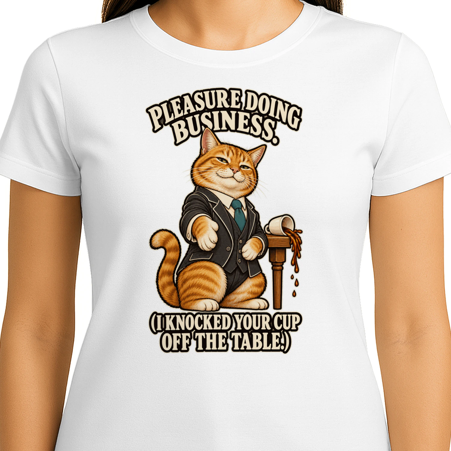 Pleasure Doing Business Cat T-Shirt – Funny Suited Cat Graphic