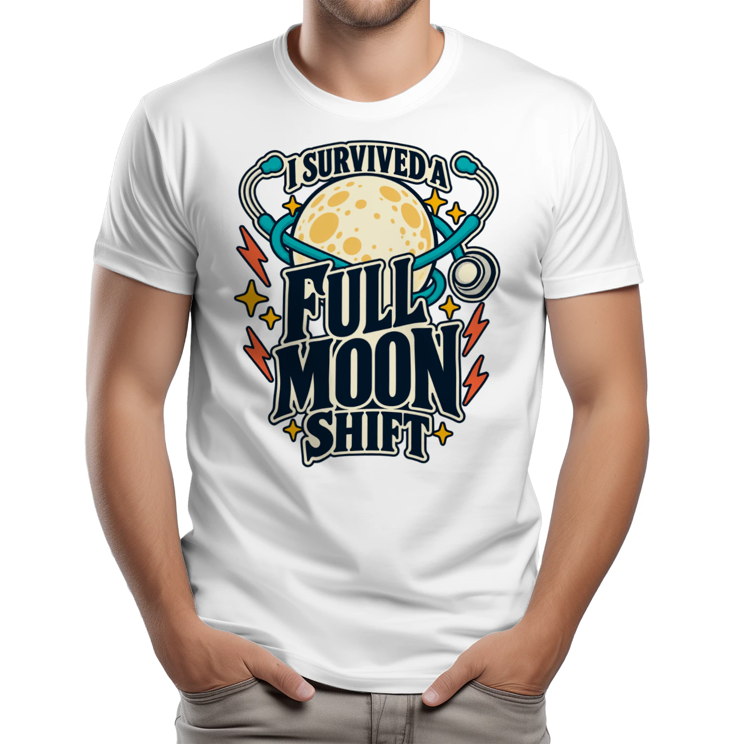 I Survived a Full Moon Shift – Funny Night Shift Nurse Graphic