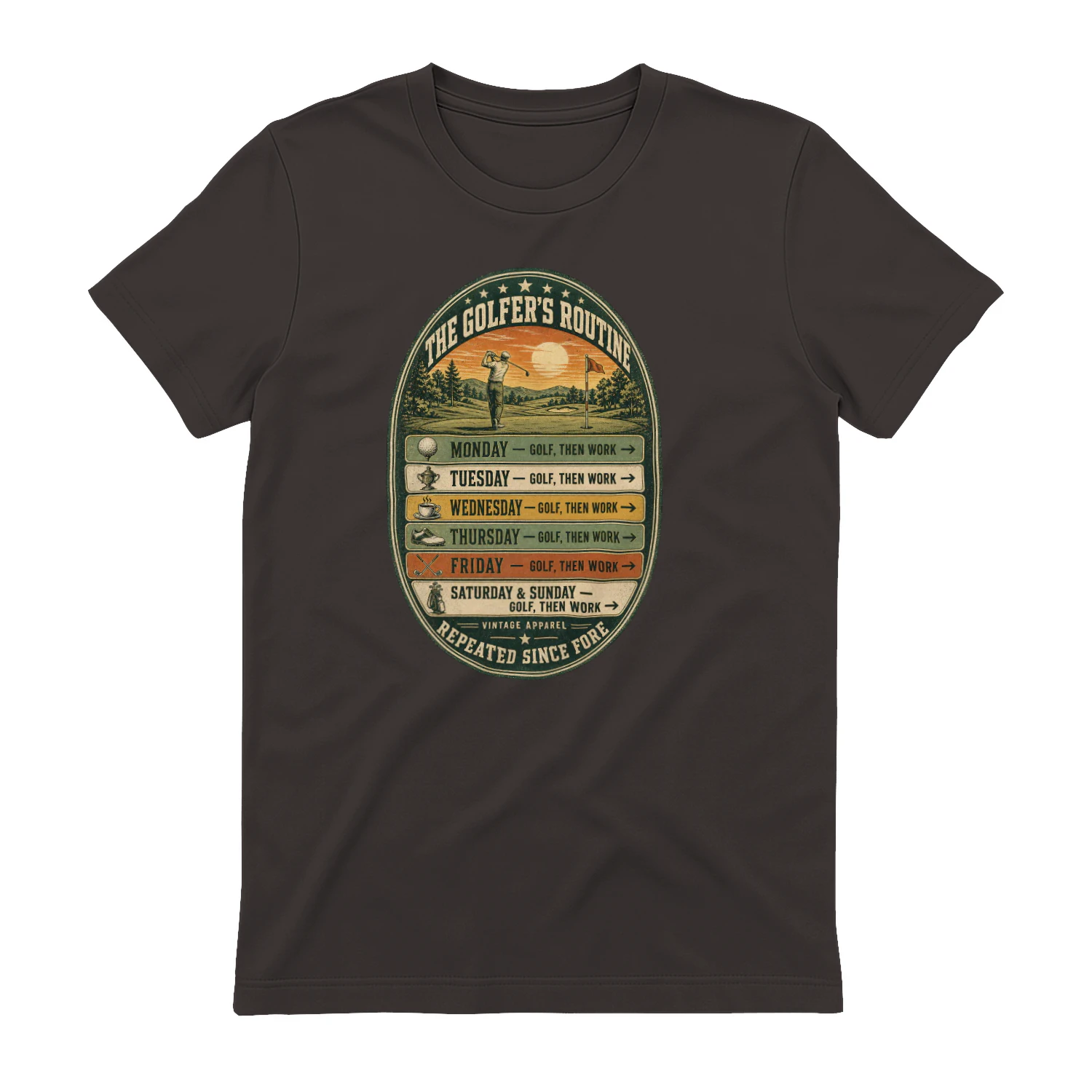 The Golfer's Routine T-Shirt – Funny Vintage Golf Shirt