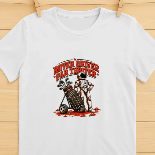 Rover Driver Par Thriver Astronaut Golfing Graphic Shirt-Golf Lover Space Design