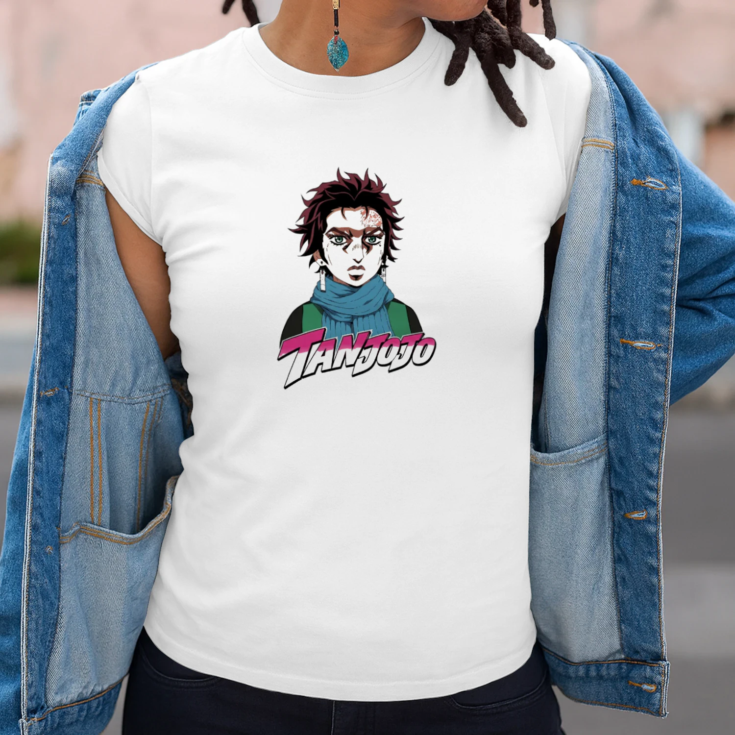 TanJoJo Kamado Tanjiro Jojos Bizarre Adventure T-shirt  Anime Crossover Design