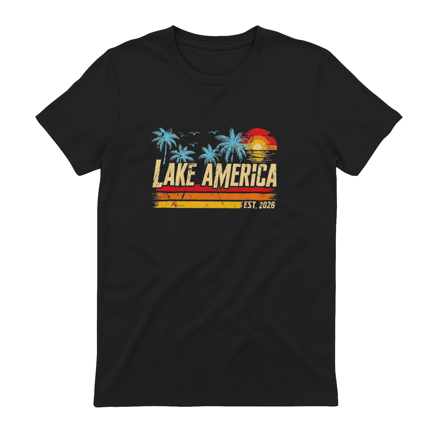 Lake America Est 2026 Vintage Tropical Vacation T-shirt -Lake America Summer Design