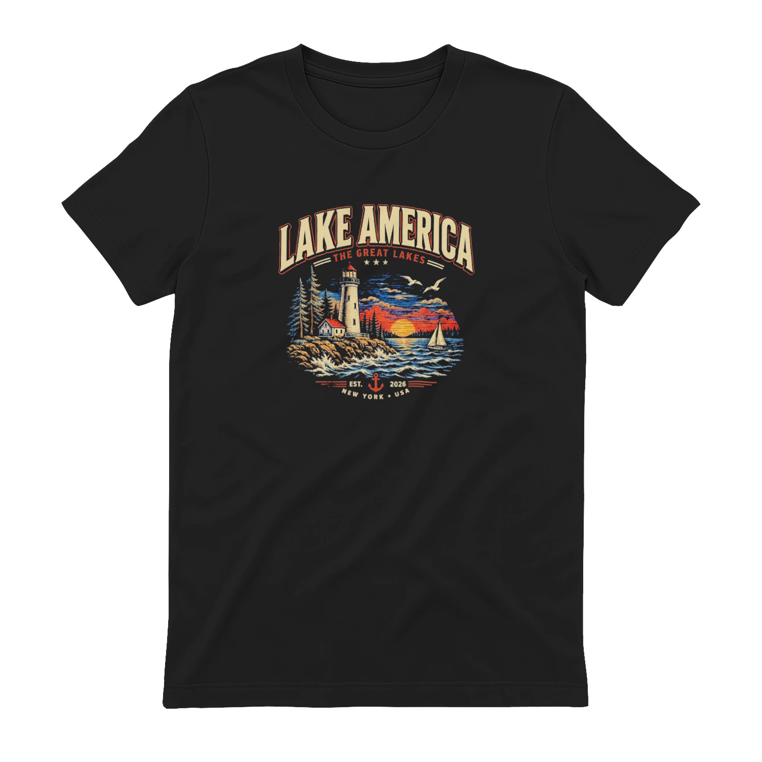 Lake America The Great Lakes T-shirt-Great Lakes America Design