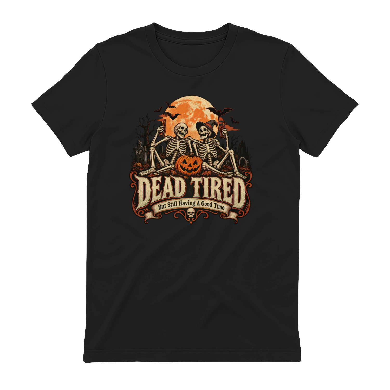 Dead Tired – Funny Halloween Skeleton T-shirt