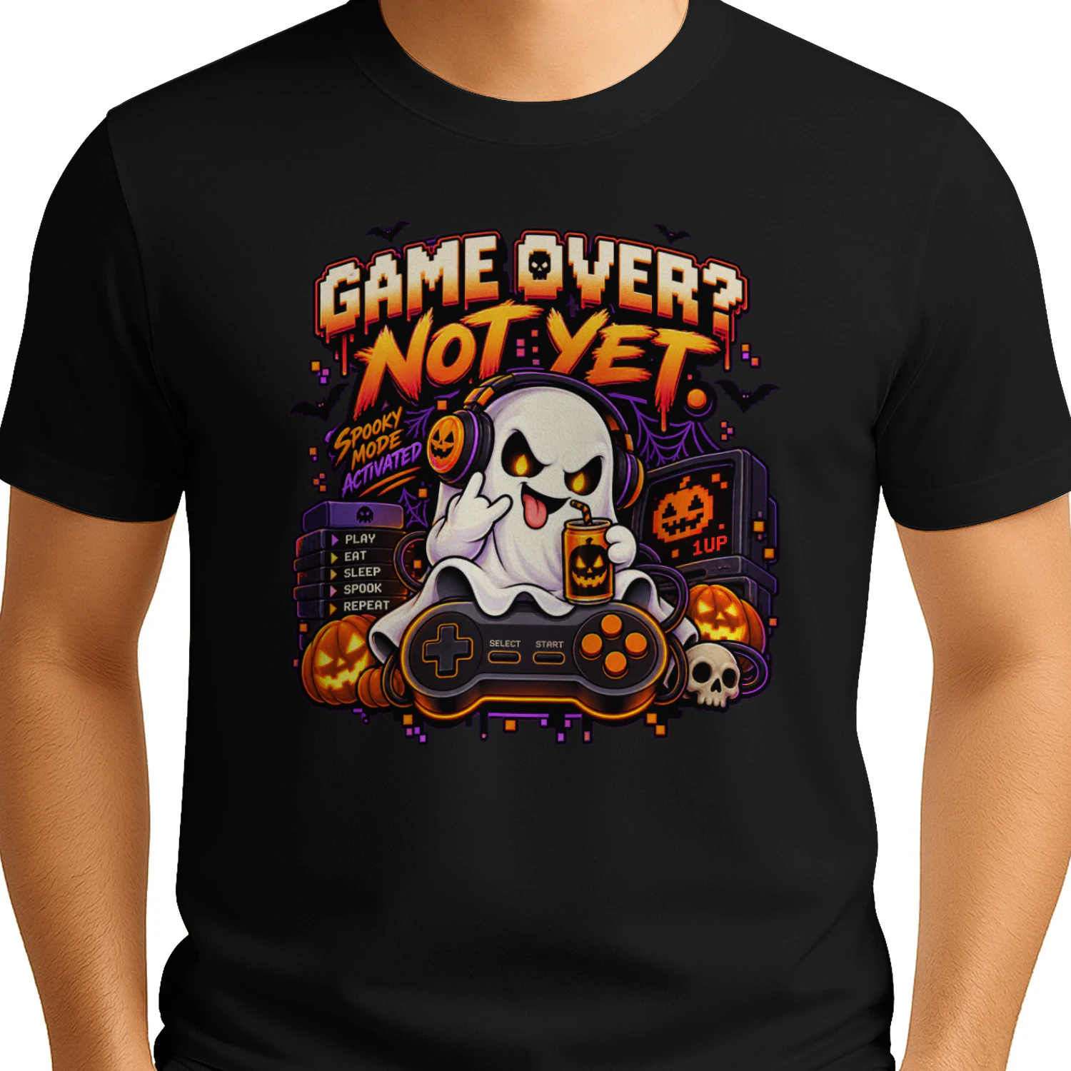 Game Over Not Yet – Funny Halloween Gamer T-shirt