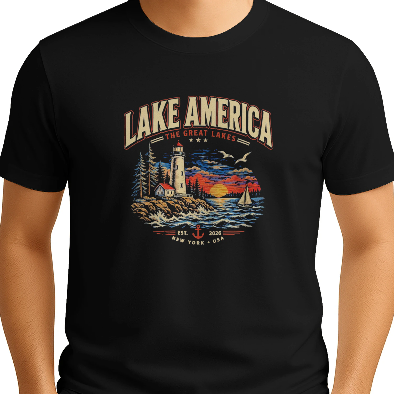 Lake America The Great Lakes T-shirt-Great Lakes America Design