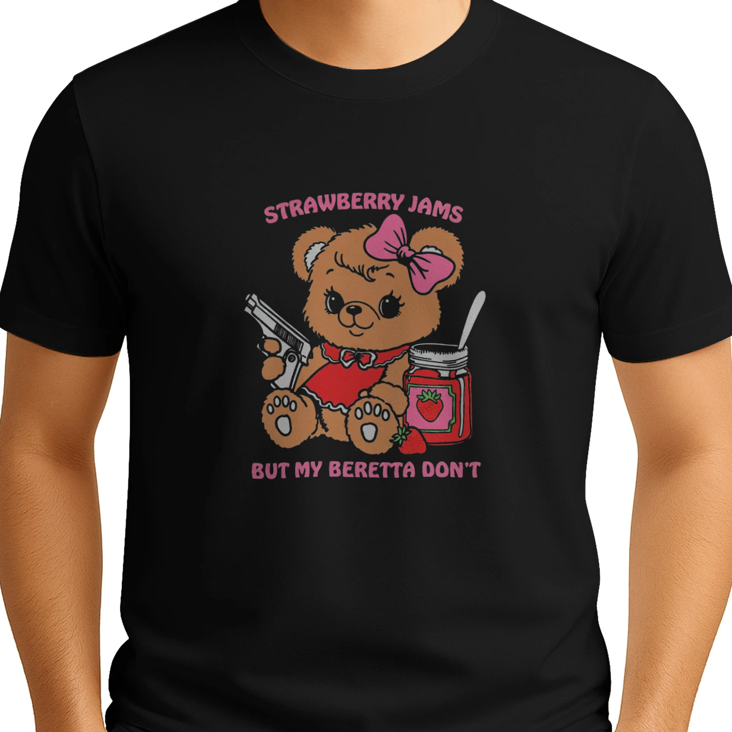 Strawberry Jams But My Beretta Dont T-shirt  Funny Country Music Humor Design