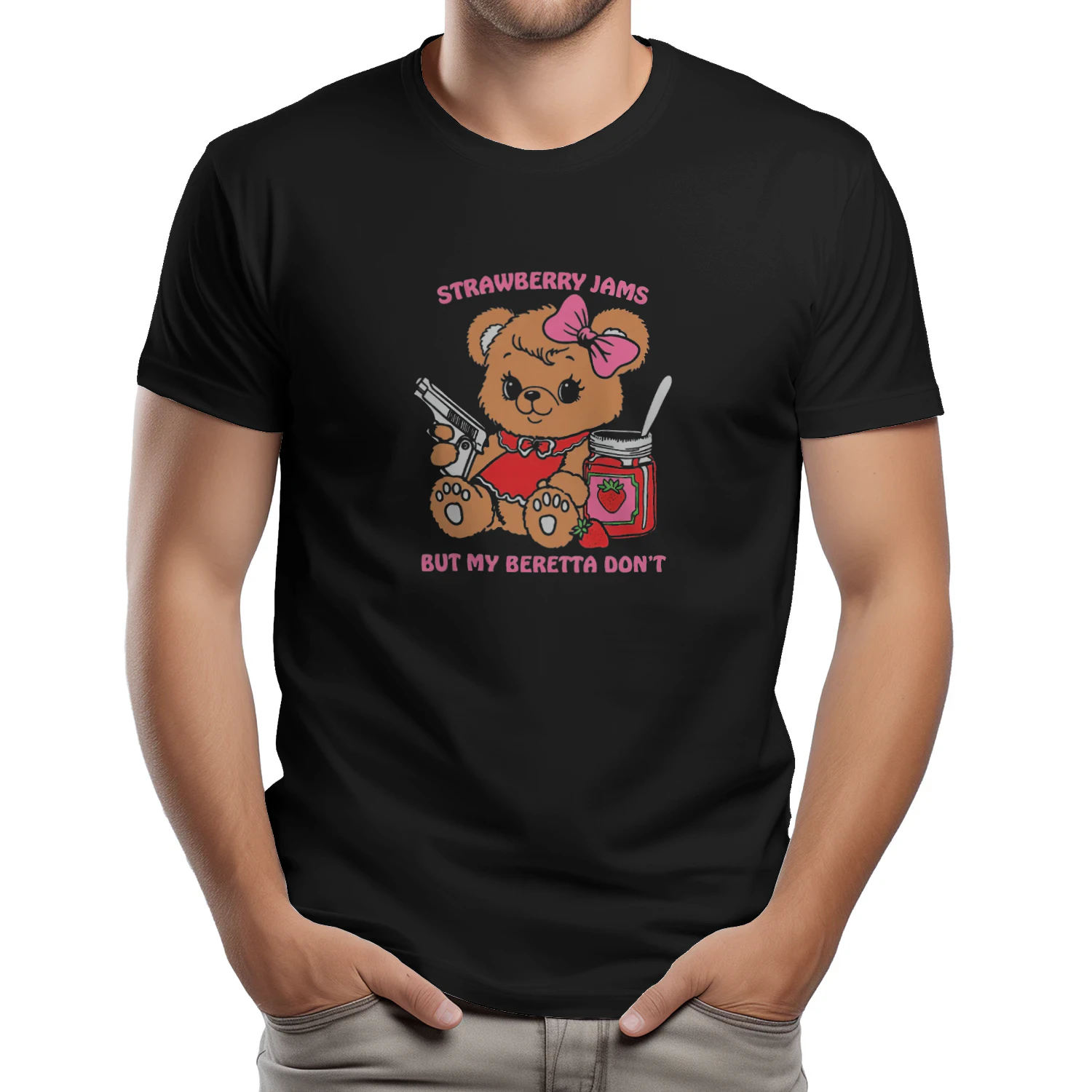 Strawberry Jams But My Beretta Dont T-shirt  Funny Country Music Humor Design