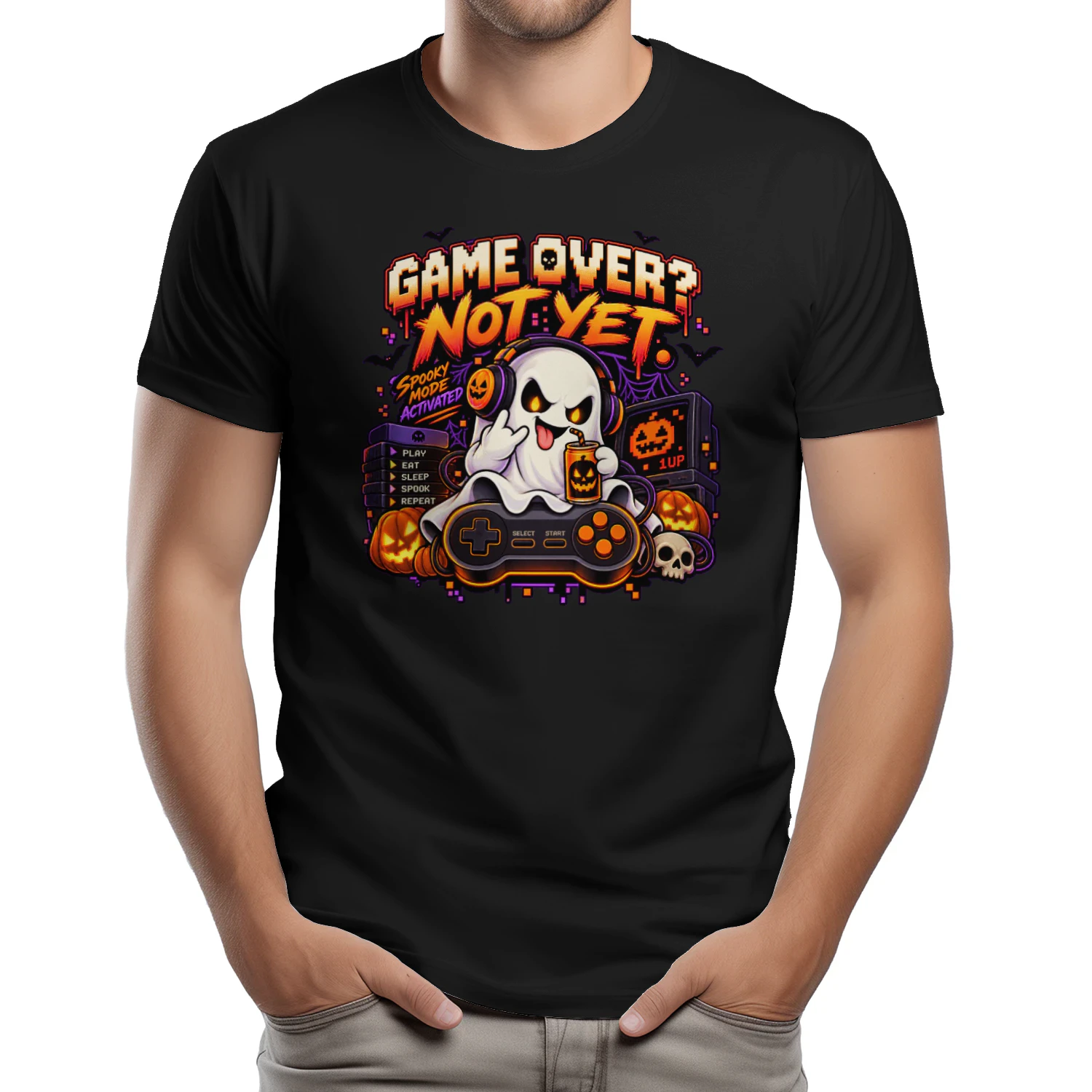 Game Over Not Yet – Funny Halloween Gamer T-shirt
