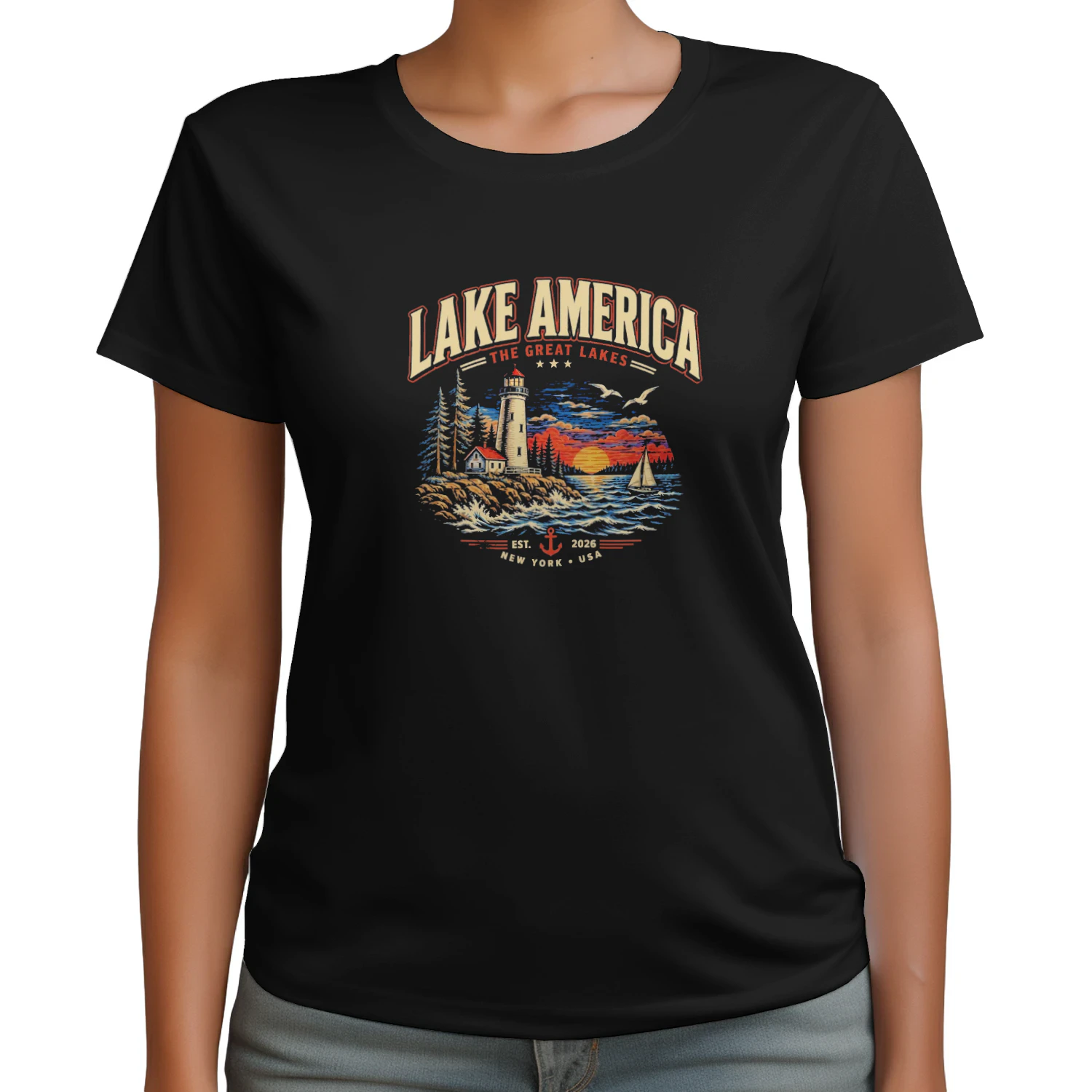 Lake America The Great Lakes T-shirt-Great Lakes America Design