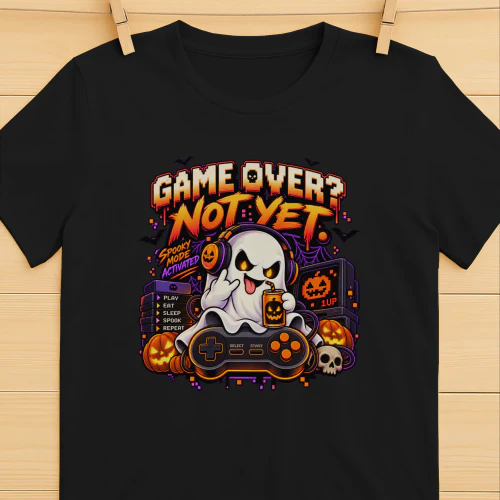 Game Over Not Yet – Funny Halloween Gamer Shirt