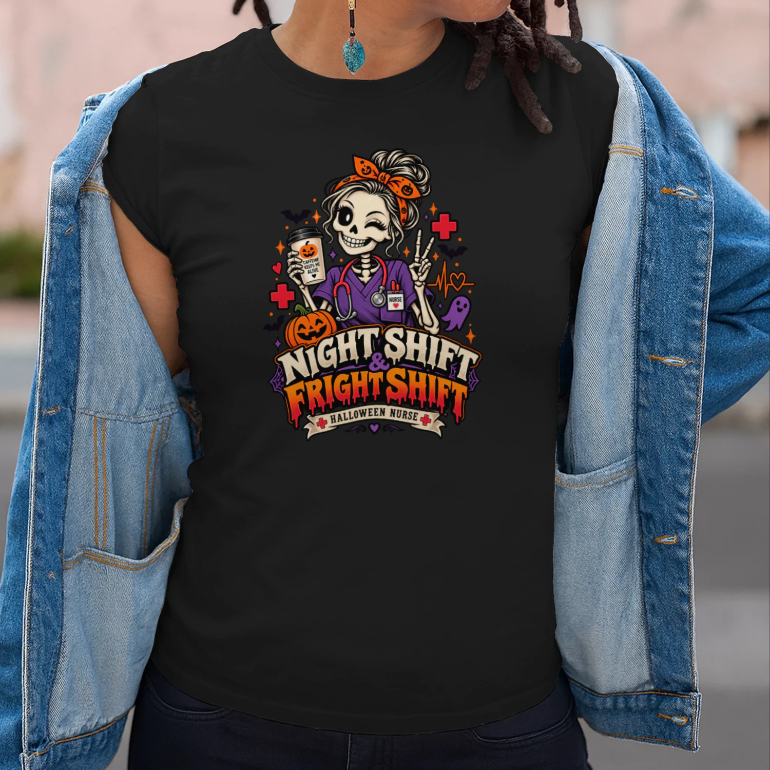 Night Shift Fright Shift – Funny Halloween Nurse T-shirt