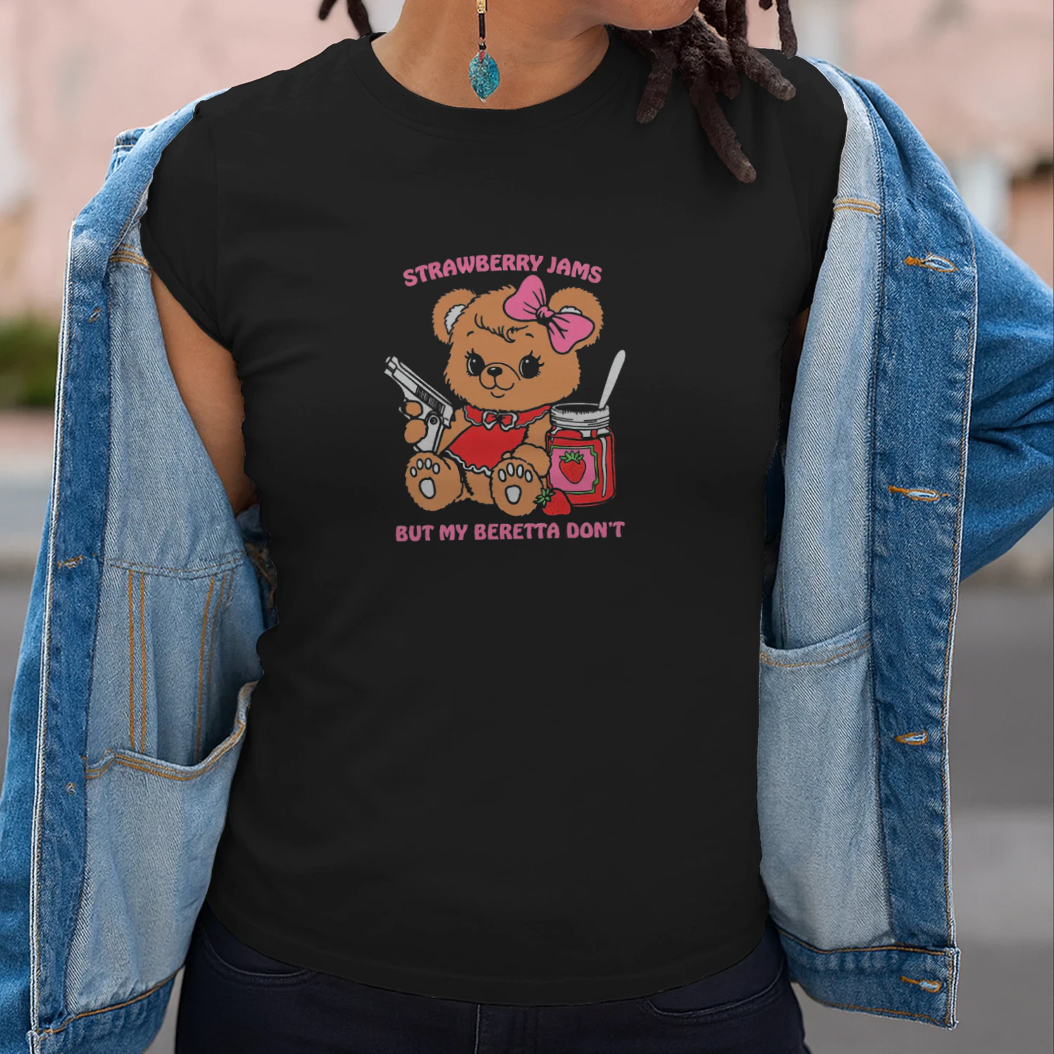 Strawberry Jams But My Beretta Dont T-shirt  Funny Country Music Humor Design