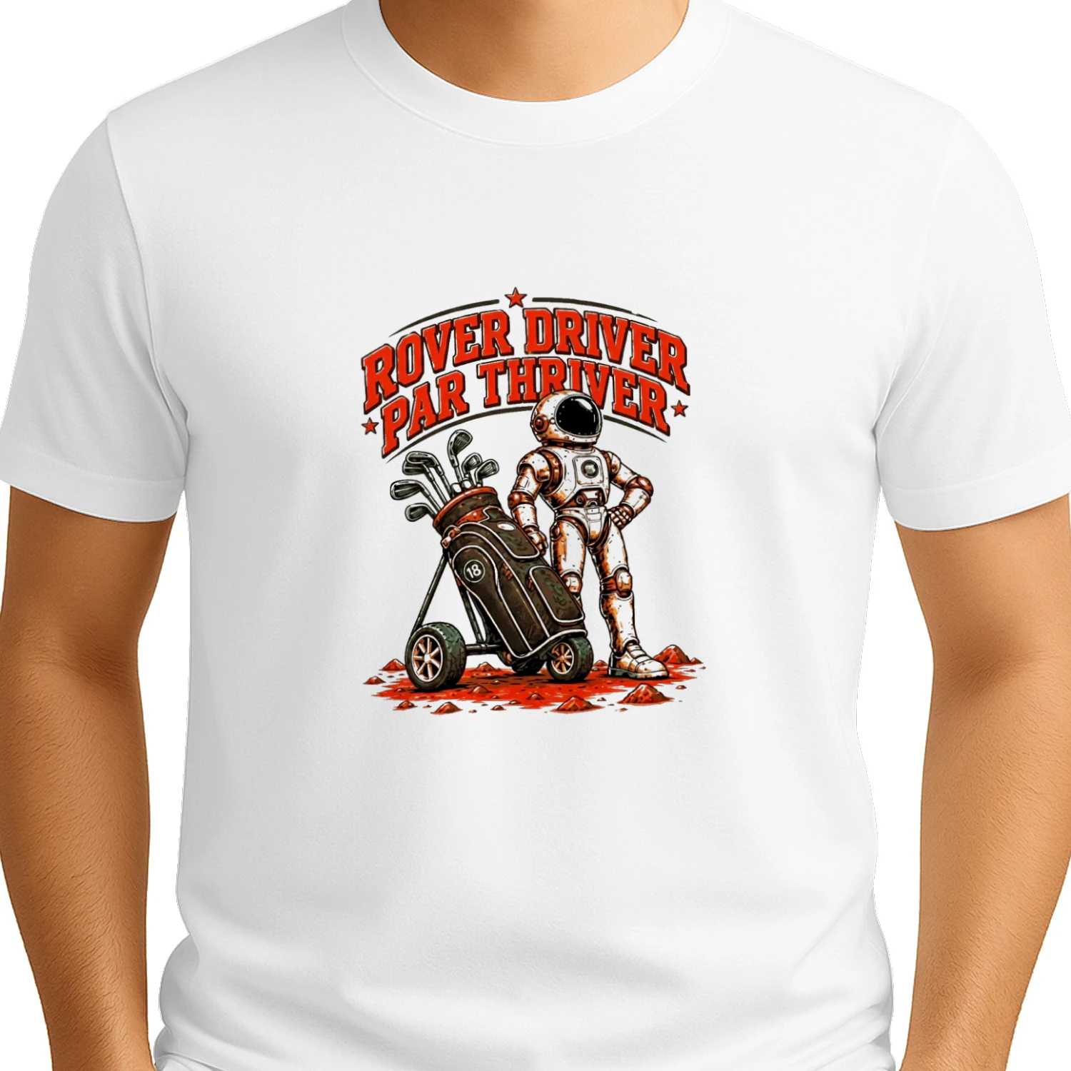 Rover Driver Par Thriver Astronaut Golfing Graphic Shirt-Golf Lover Space Design