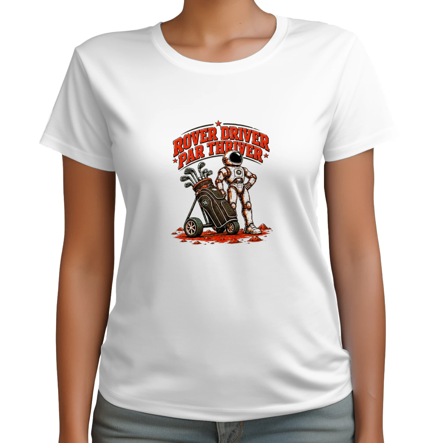 Rover Driver Par Thriver Astronaut Golfing Graphic Shirt-Golf Lover Space Design