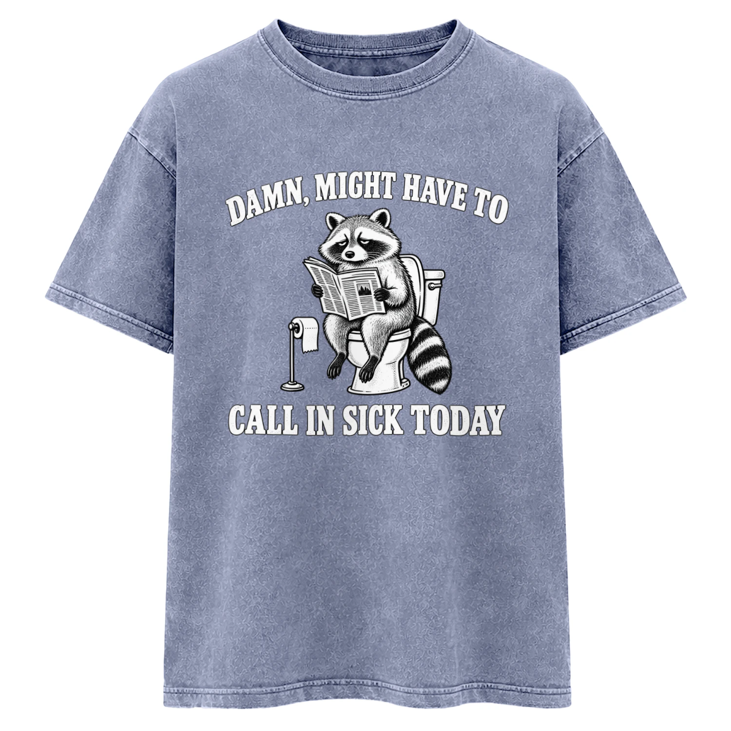 Funny Raccoon “Call in Sick Today”  Retro Bathroom Humor Shirt Design