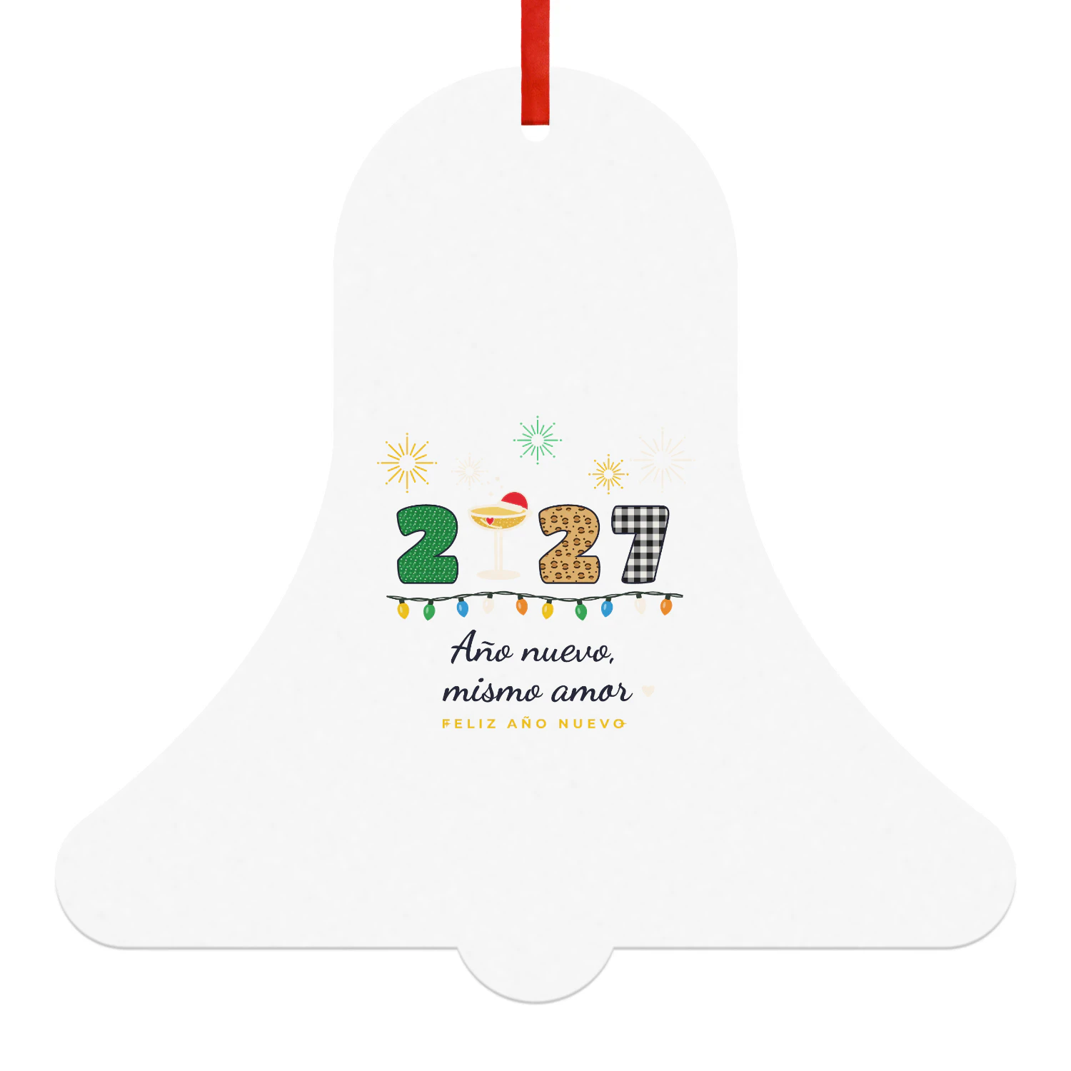 Bola de Navidad Campana Año nuevo, mismo amor 2027 – Regalo de Nochevieja