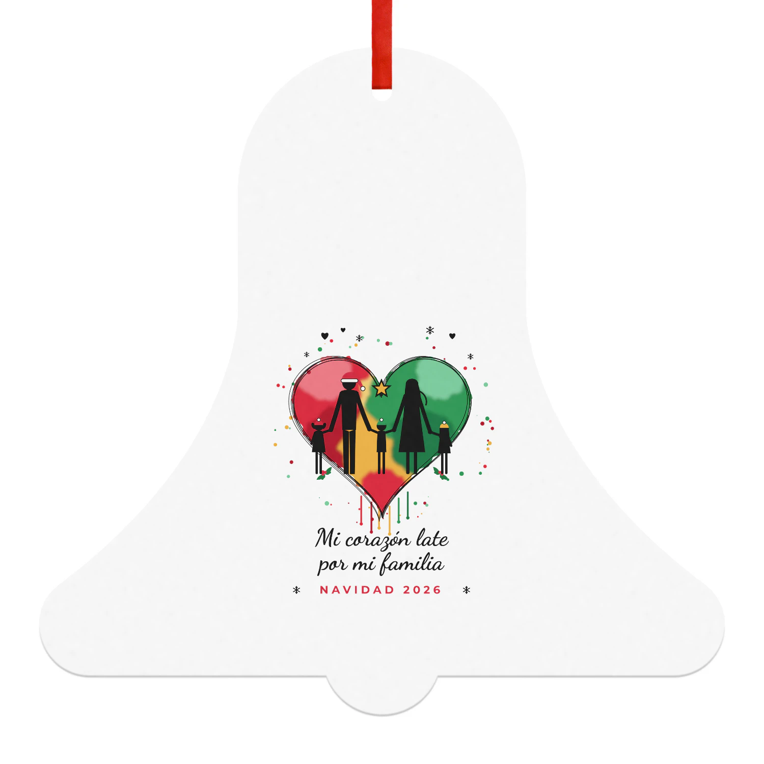 Bola de Navidad Campana Mi corazón late por mi familia – Navidad 2026