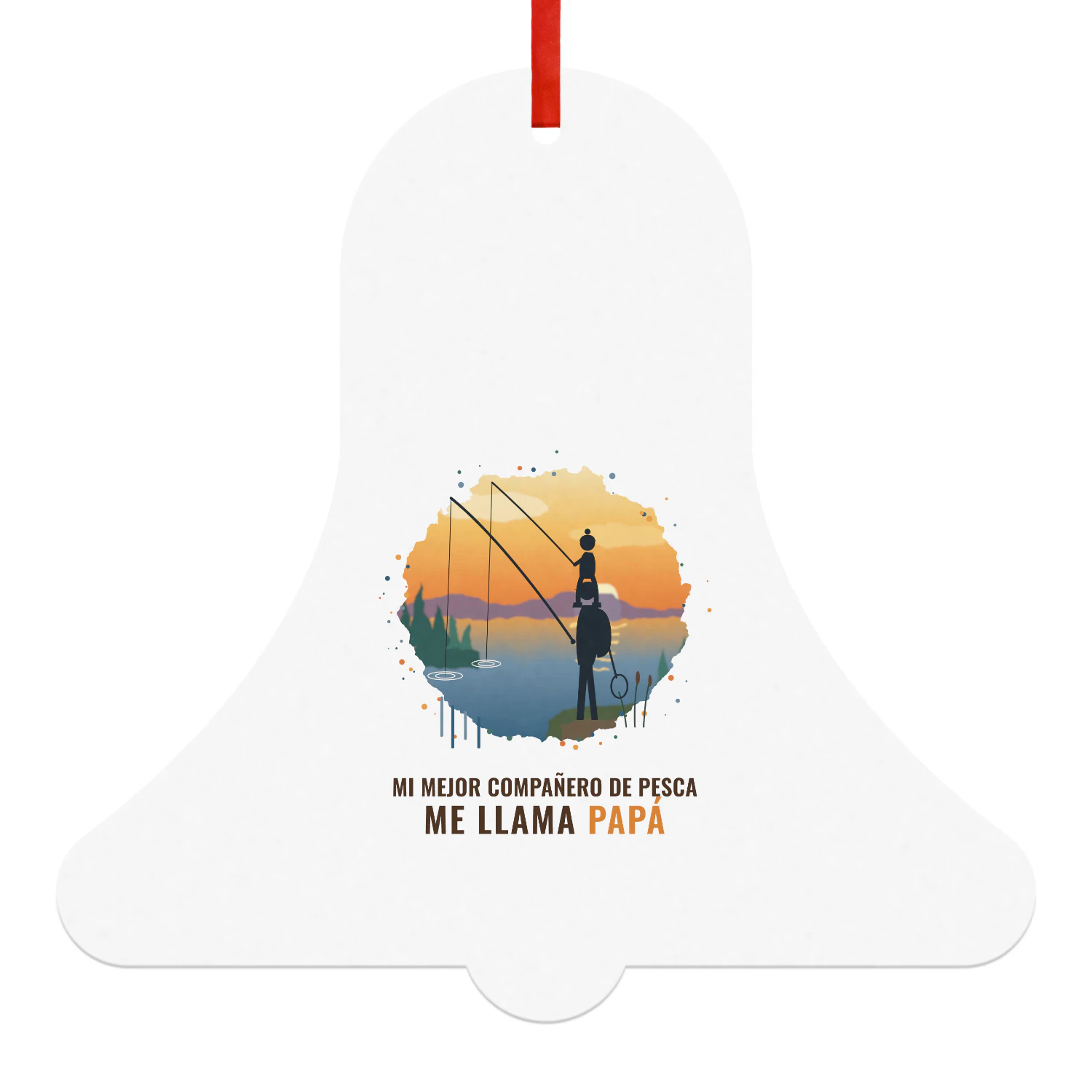 Bola de Navidad Campana Mi mejor compañero de pesca me llama papá – Regalo para papá pescador