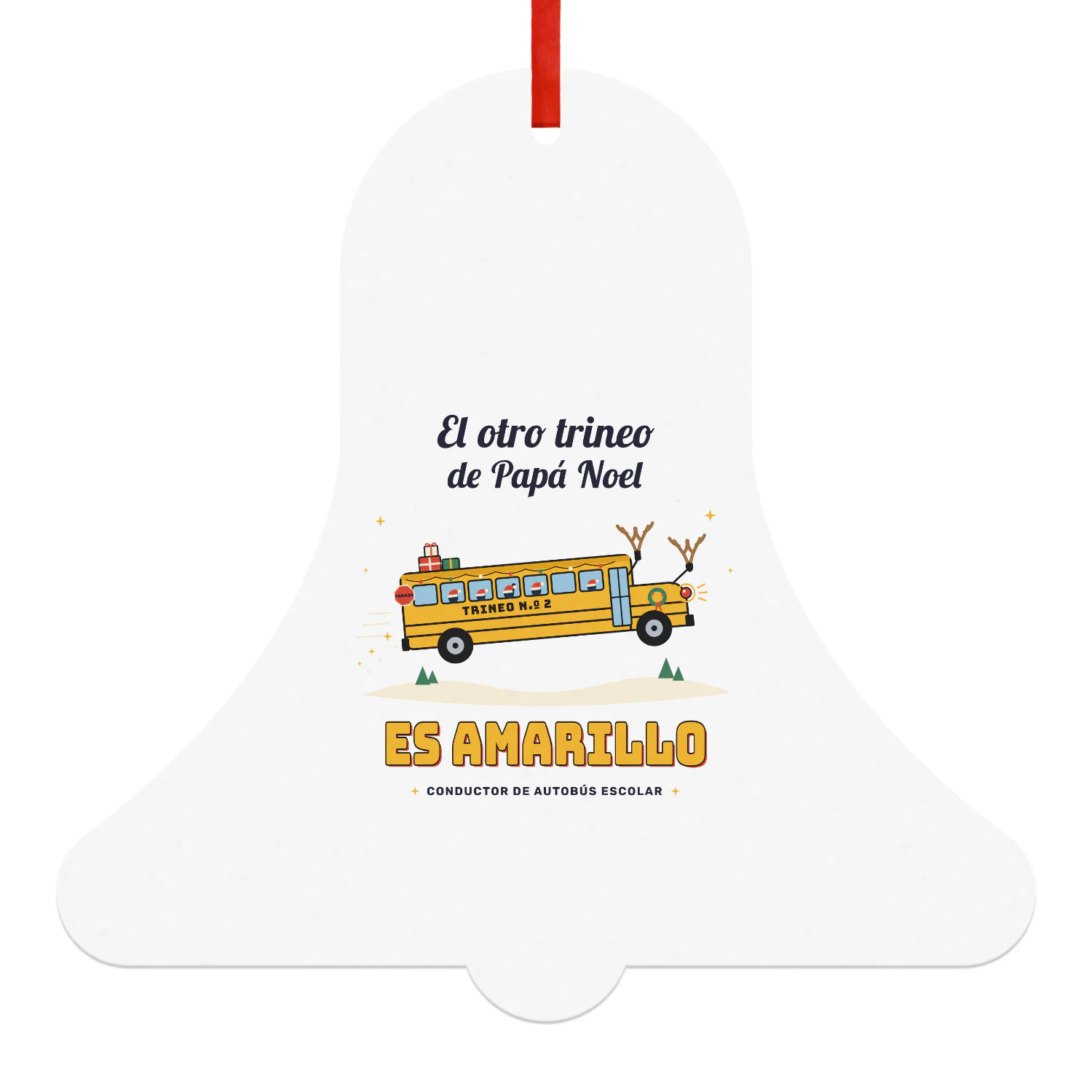 Bola de Navidad Campana El otro trineo de Papá Noel es amarillo – Regalo para conductor de autobús escolar
