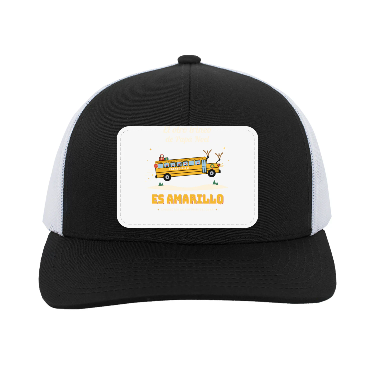 Gorra Trucker con Parche El otro trineo de Papá Noel es amarillo – Regalo para conductor de autobús escolar