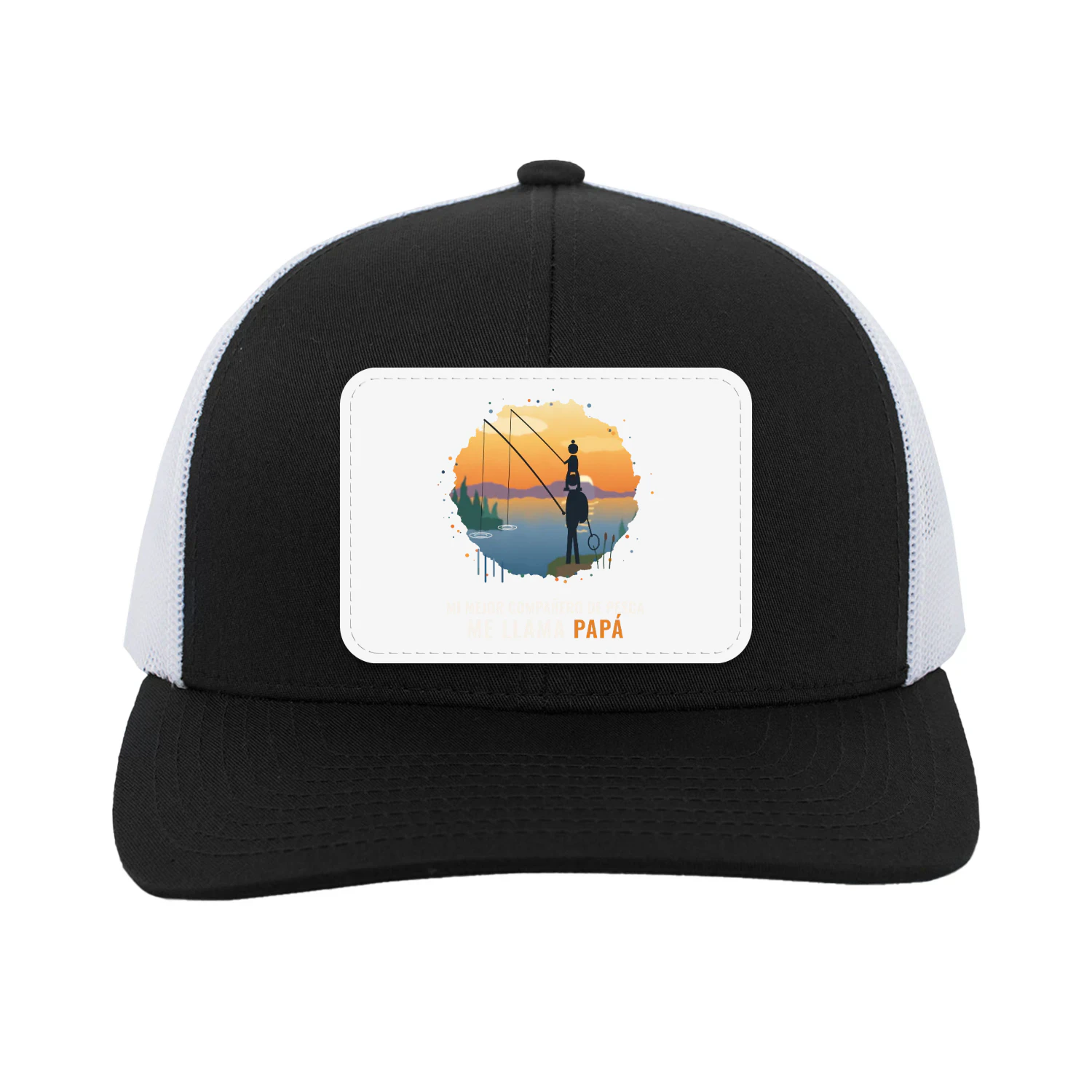 Gorra Trucker con Parche Mi mejor compañero de pesca me llama papá – Regalo para papá pescador