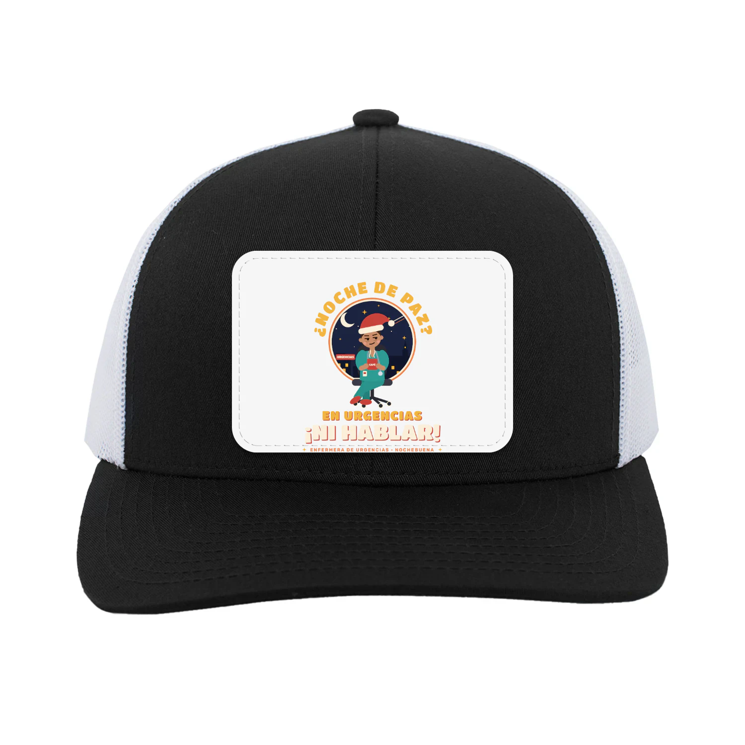 Gorra Trucker con Parche ¿Noche de paz? En urgencias ¡ni hablar! – Regalo para enfermeras