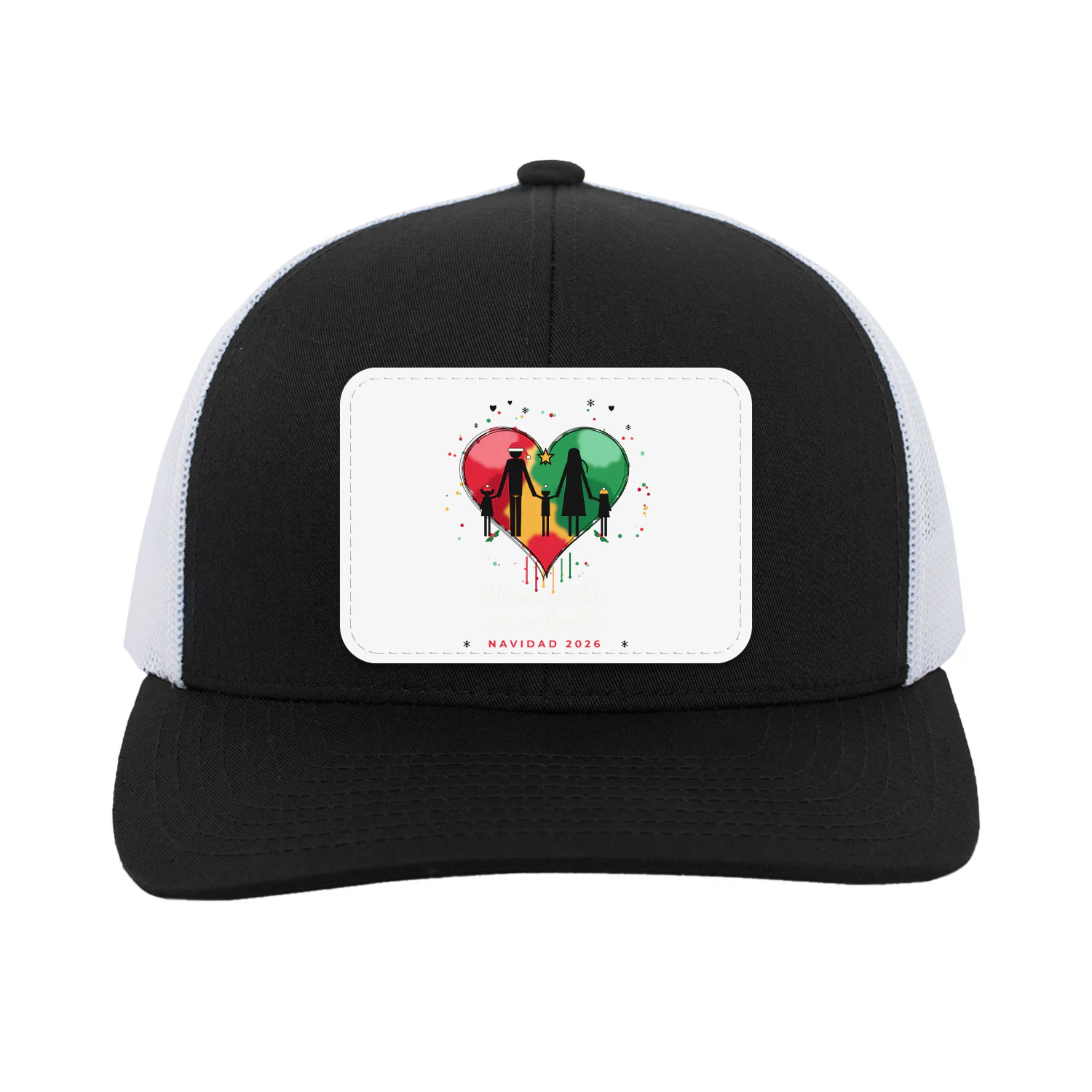 Gorra Trucker con Parche Mi corazón late por mi familia – Navidad 2026