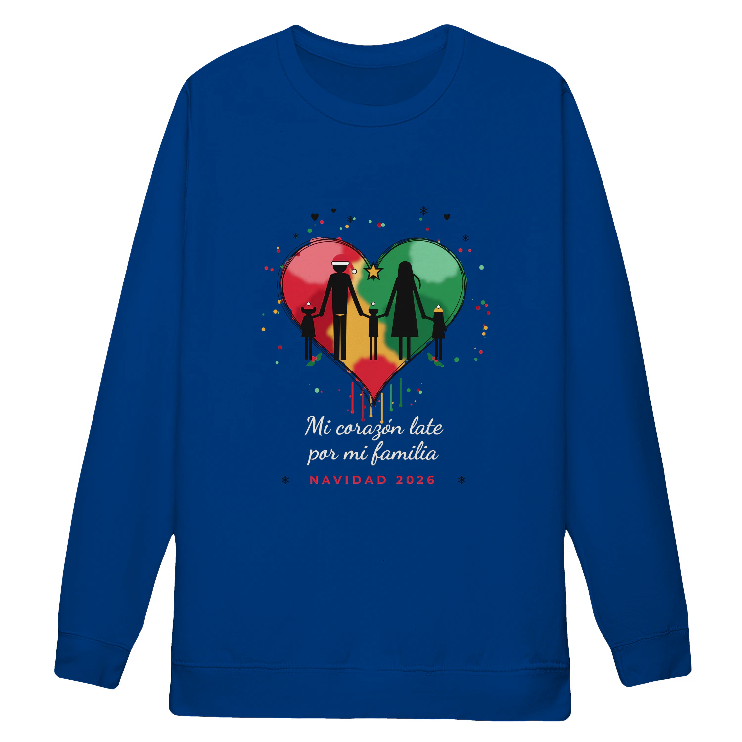 Sudadera Cuello Redondo Mi corazón late por mi familia – Navidad 2026