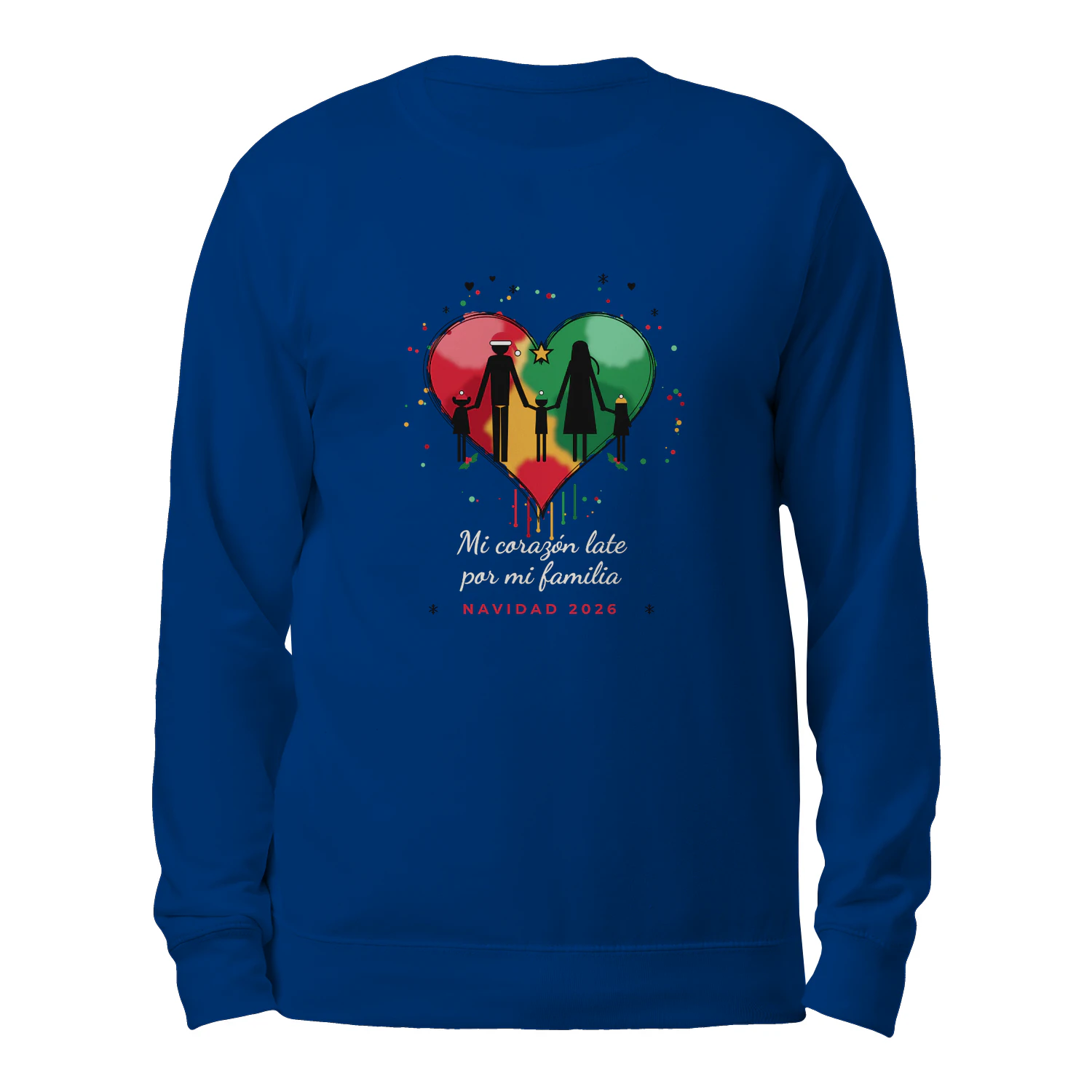 Sudadera Cuello Redondo Mi corazón late por mi familia – Navidad 2026
