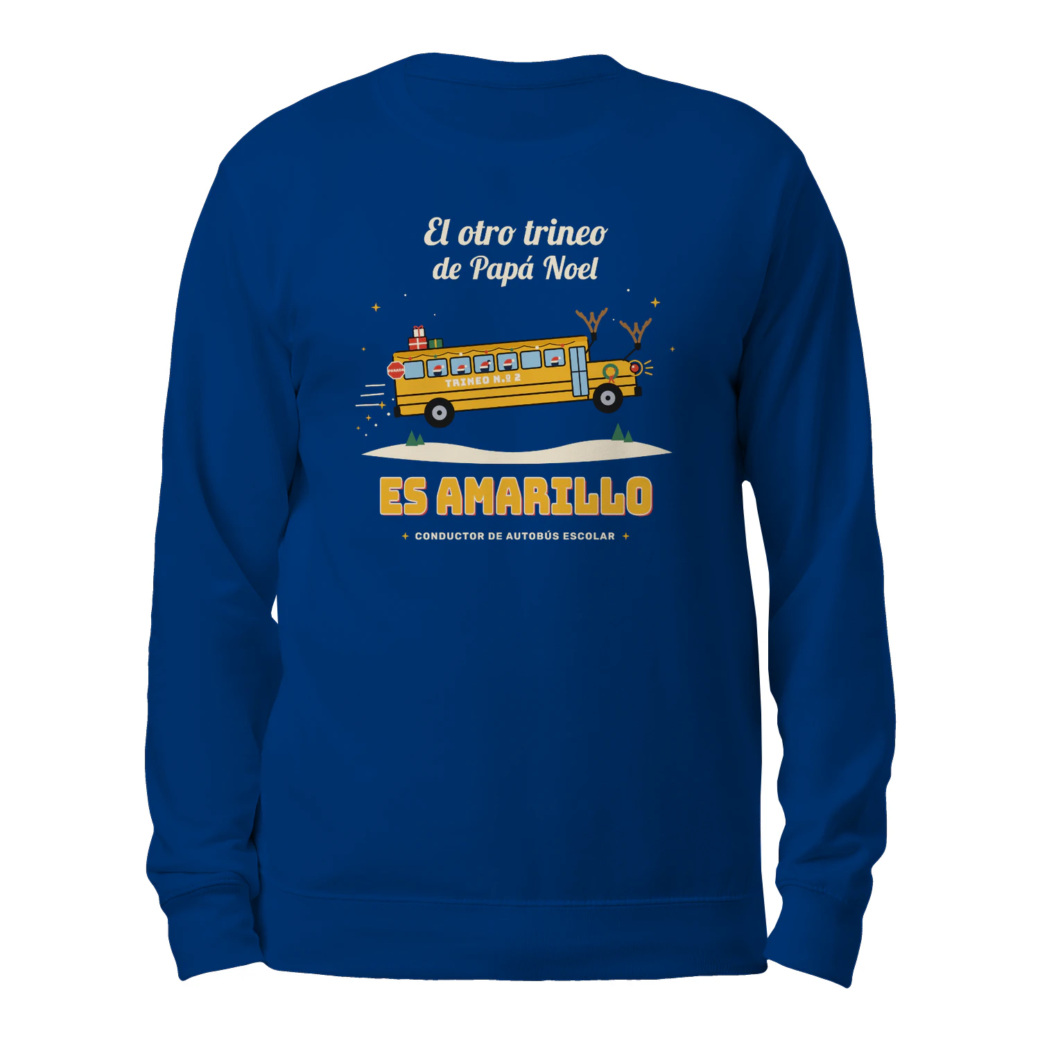 Sudadera Cuello Redondo El otro trineo de Papá Noel es amarillo – Regalo para conductor de autobús escolar