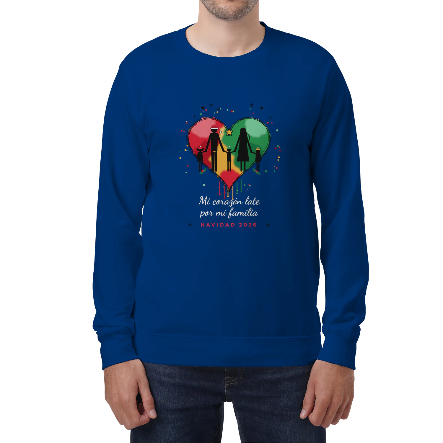 Sudadera Cuello Redondo Mi corazón late por mi familia – Navidad 2026
