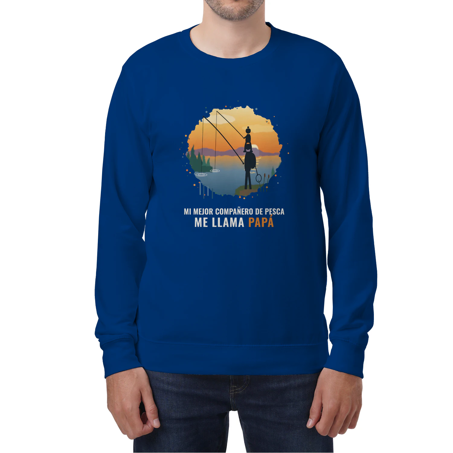 Sudadera Cuello Redondo Mi mejor compañero de pesca me llama papá – Regalo para papá pescador