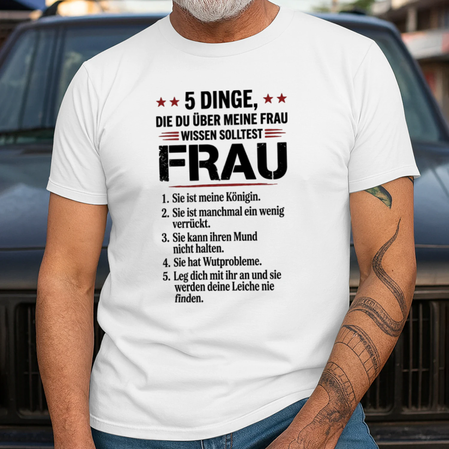 Herren T-Shirt - 5 Dinge über meine Frau
