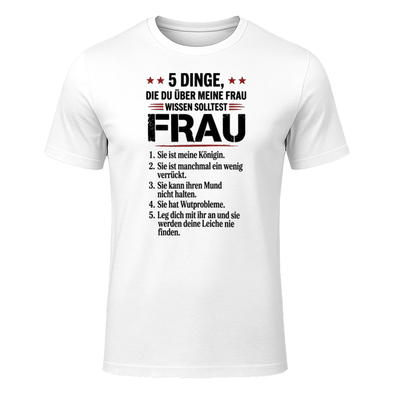 Herren T-Shirt - 5 Dinge über meine Frau