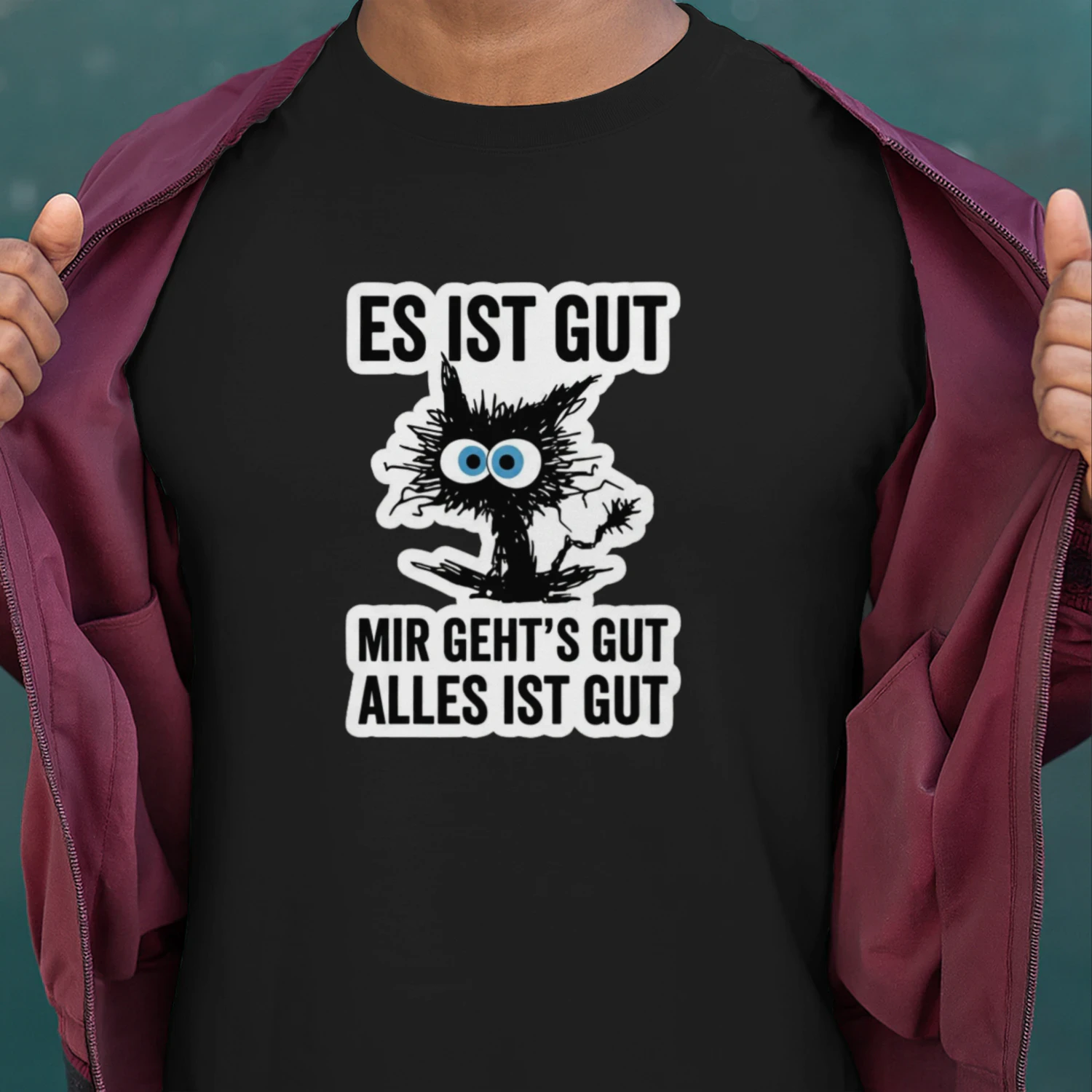 Herren T-Shirt - Alles ist gut Katze