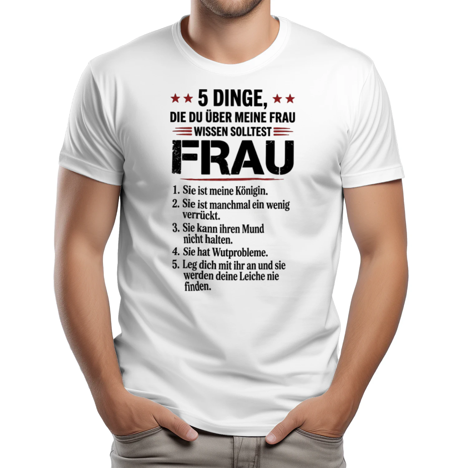 Herren T-Shirt - 5 Dinge über meine Frau