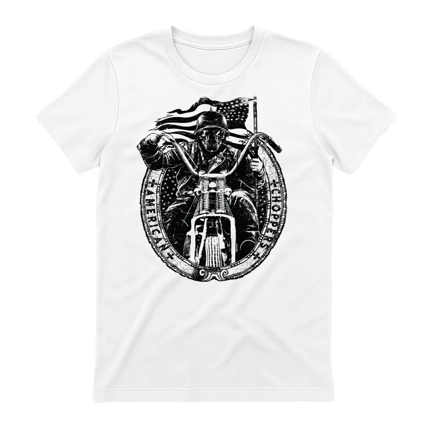 Patriotic Skull Biker Motorcycle Classic Unisex T-shirt