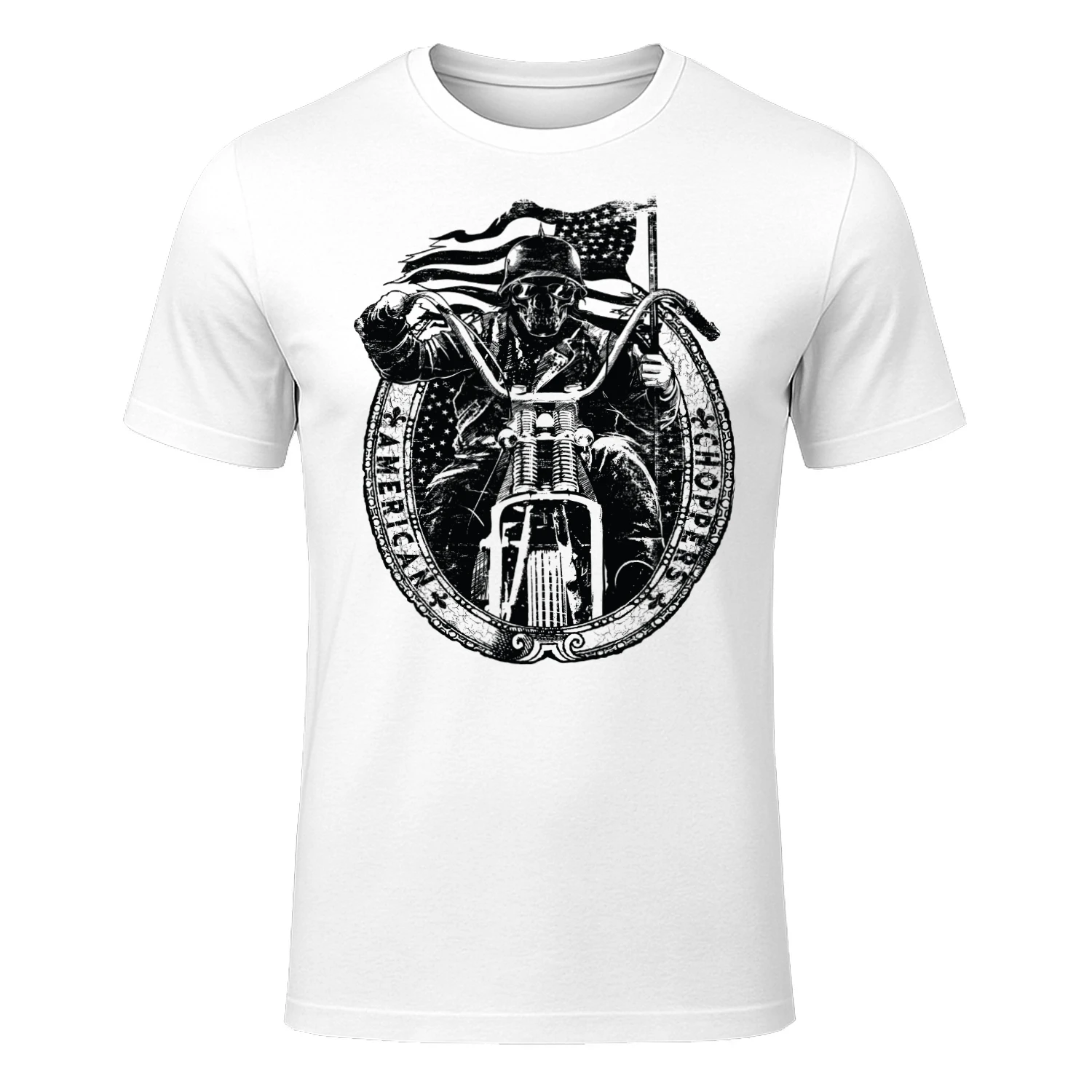 Patriotic Skull Biker Motorcycle Classic Unisex T-shirt