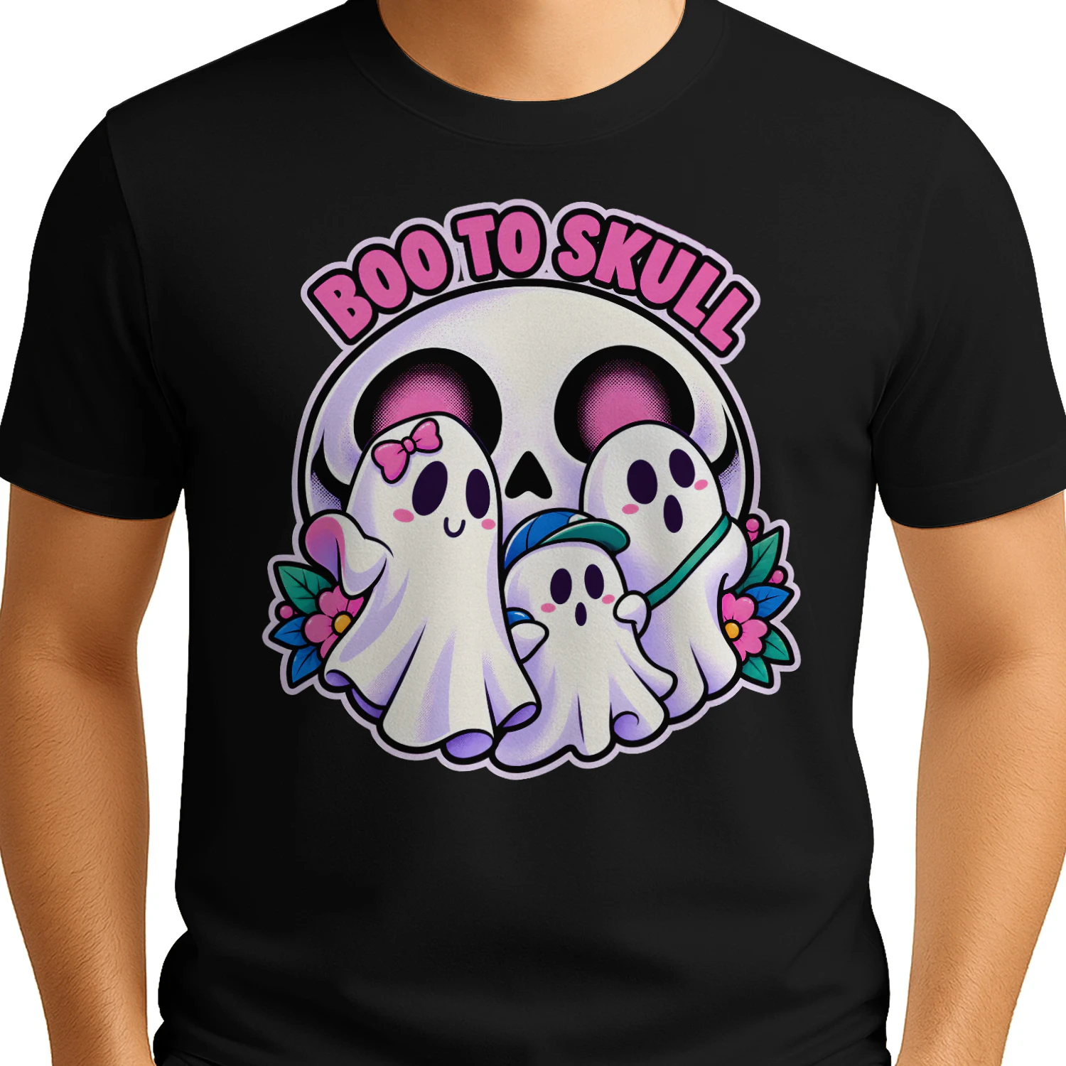 Cute Boo to Skulls Halloween Ghost Family Classic Unisex T-shirt
