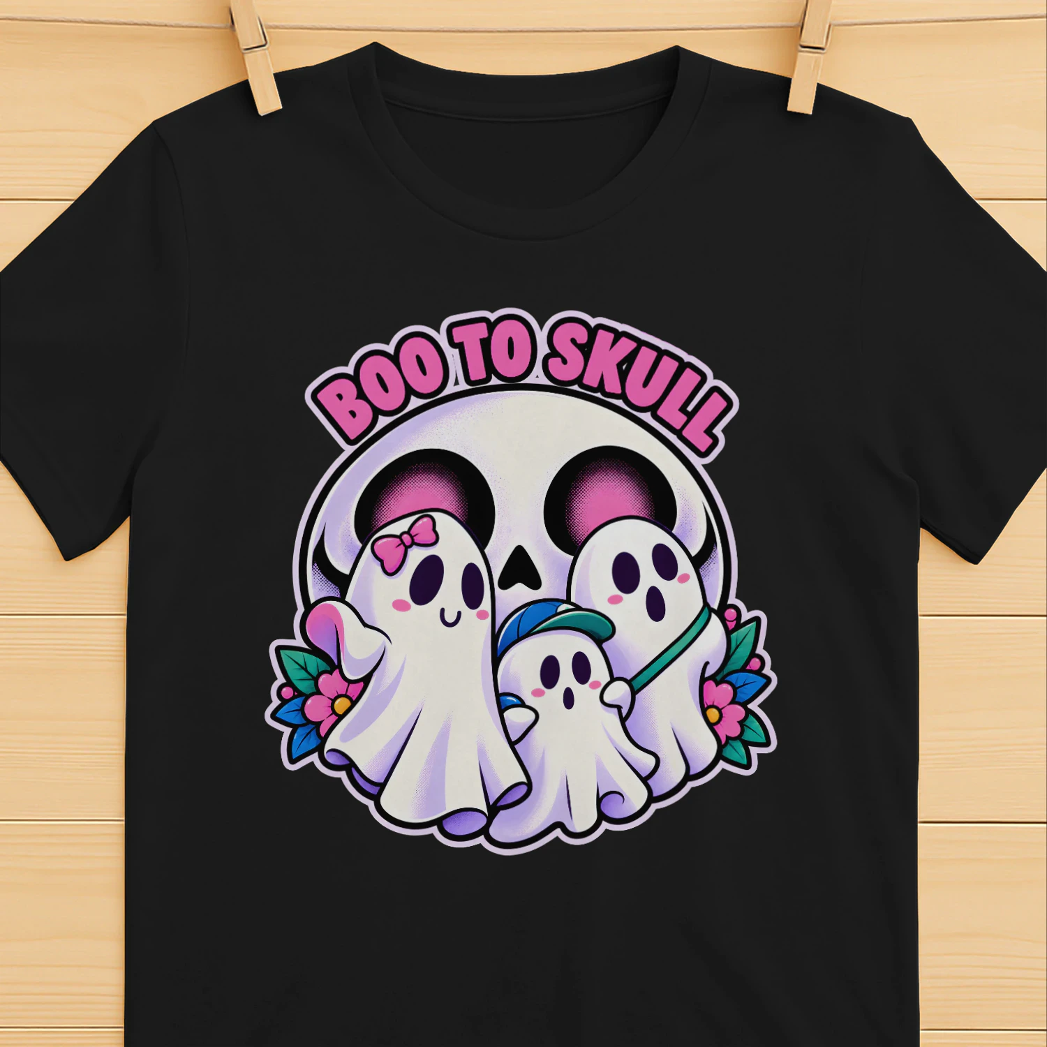 Cute Boo to Skulls Halloween Ghost Family Classic Unisex T-shirt