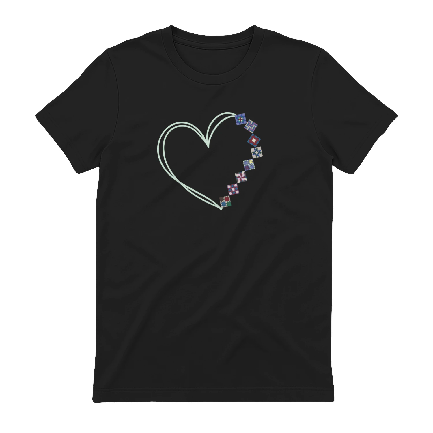 A Heart Made of Quilt Blocks Quilting Long Sleeve T-Shirt