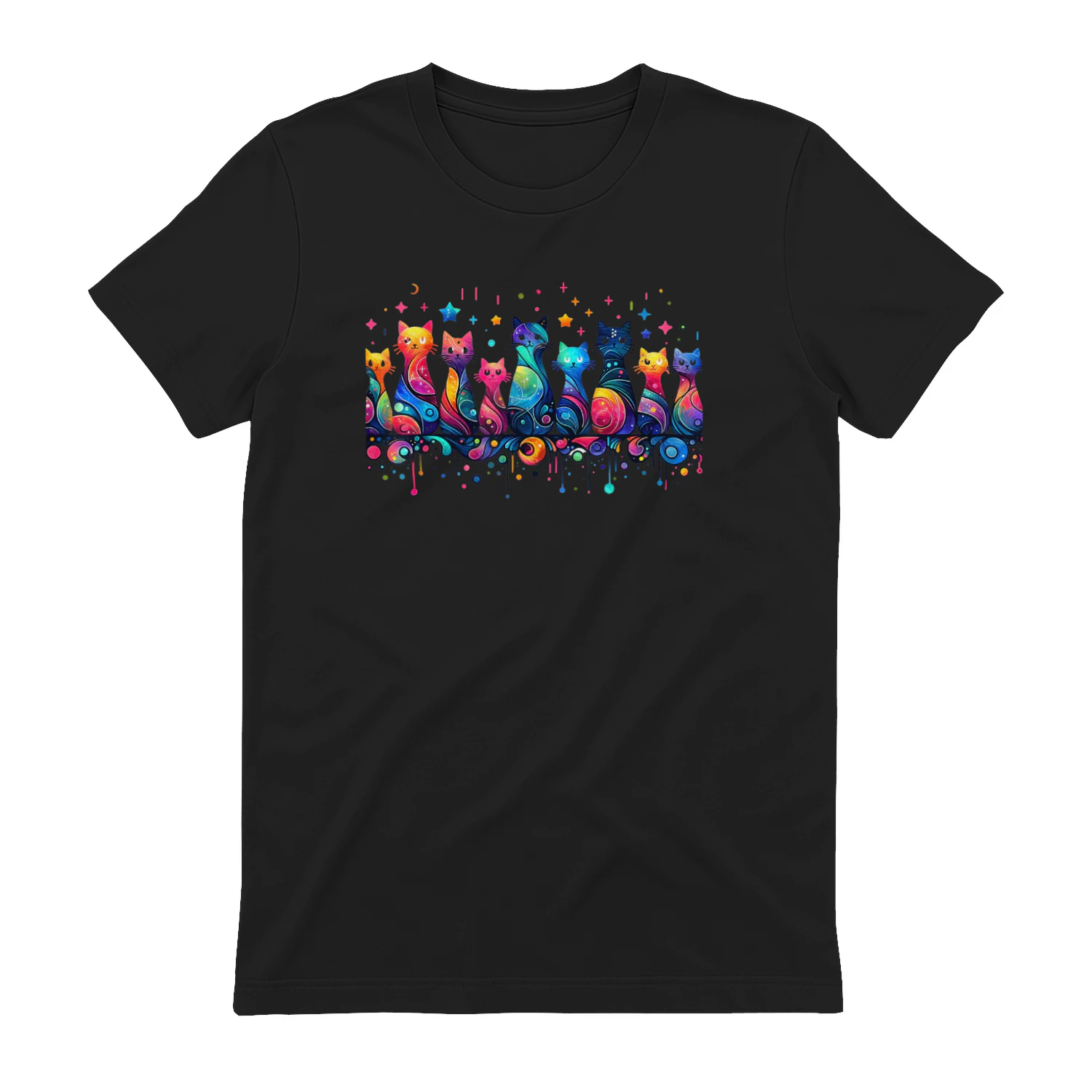 80s Colorful Kitten Lover Artwork Decor Cute Art Cat T-Shirt
