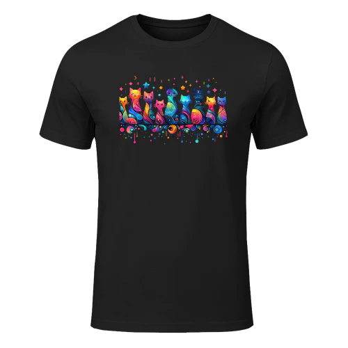 80s Colorful Kitten Lover Artwork Decor Cute Art Cat T-Shirt