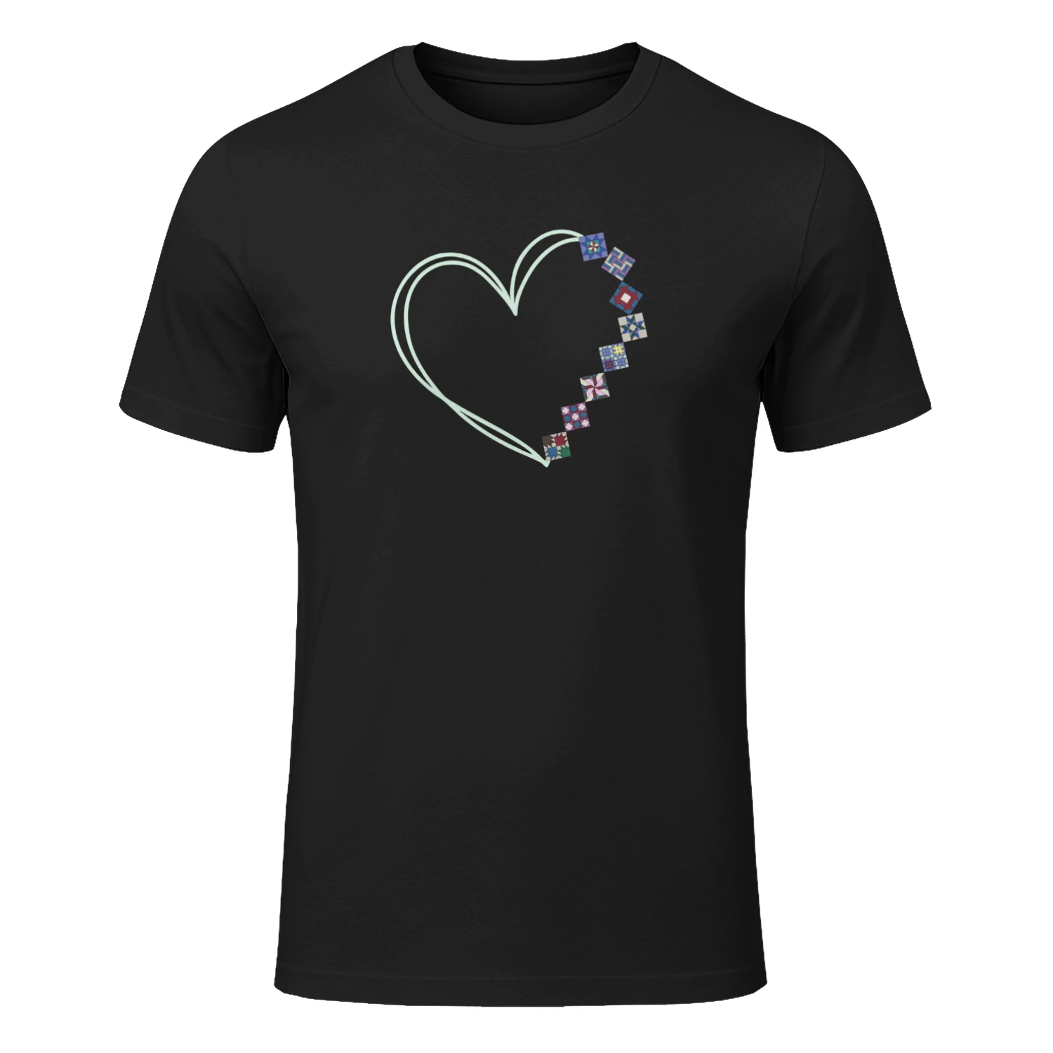 A Heart Made of Quilt Blocks Quilting Long Sleeve T-Shirt