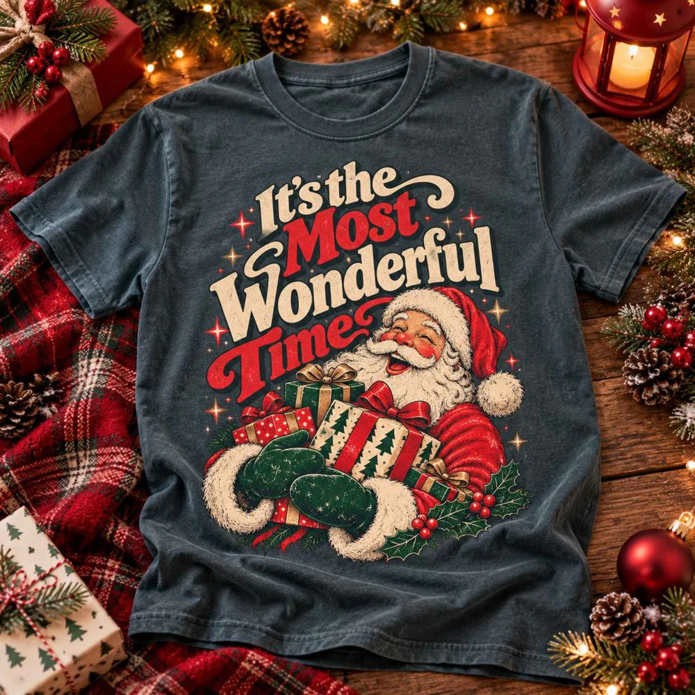 It's the Most Wonderful Time Vintage Santa Christmas T-Shirt