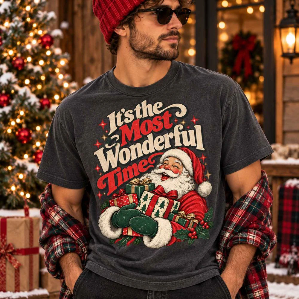 It's the Most Wonderful Time Vintage Santa Christmas T-Shirt