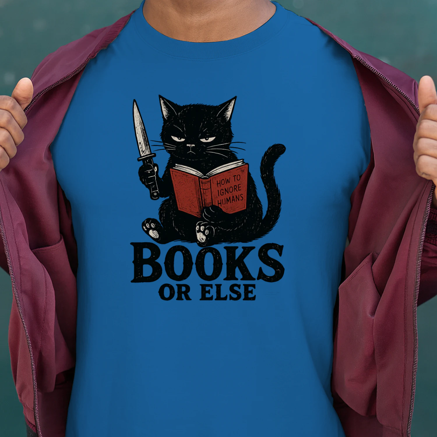 Books or Else – Introvert Cat Graphic Tee |JOMINAFY®